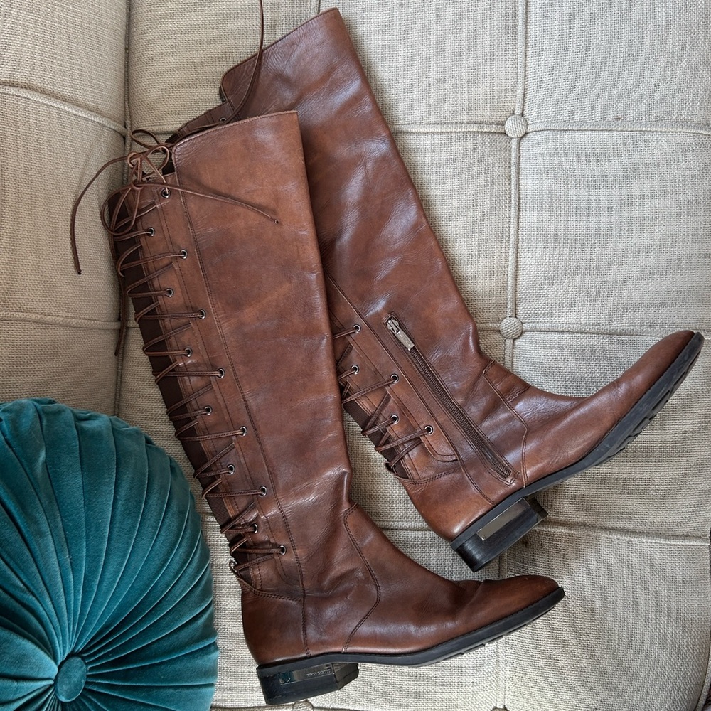 Vince Camuto Palenda Tall Lace-Up Riding Boots - Picture 2 of 11